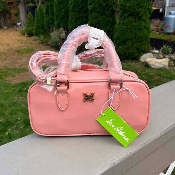 SAM EDELMAN NWT Elcie Pink Patent Leather Crossbody Bag + Dust Bag - Picture 9 of 11